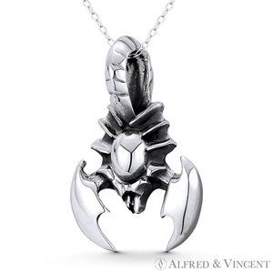 Scorpio the Scorpion Zodiac Sign Charm Pendant in Oxidized .925 Sterling Silver